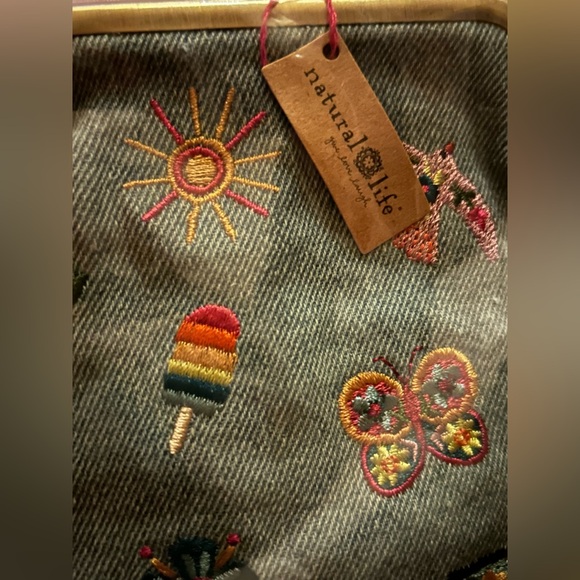 Natural Life Embroidered Kisslock Coin Purse; Denim NWT - Picture 3 of 3